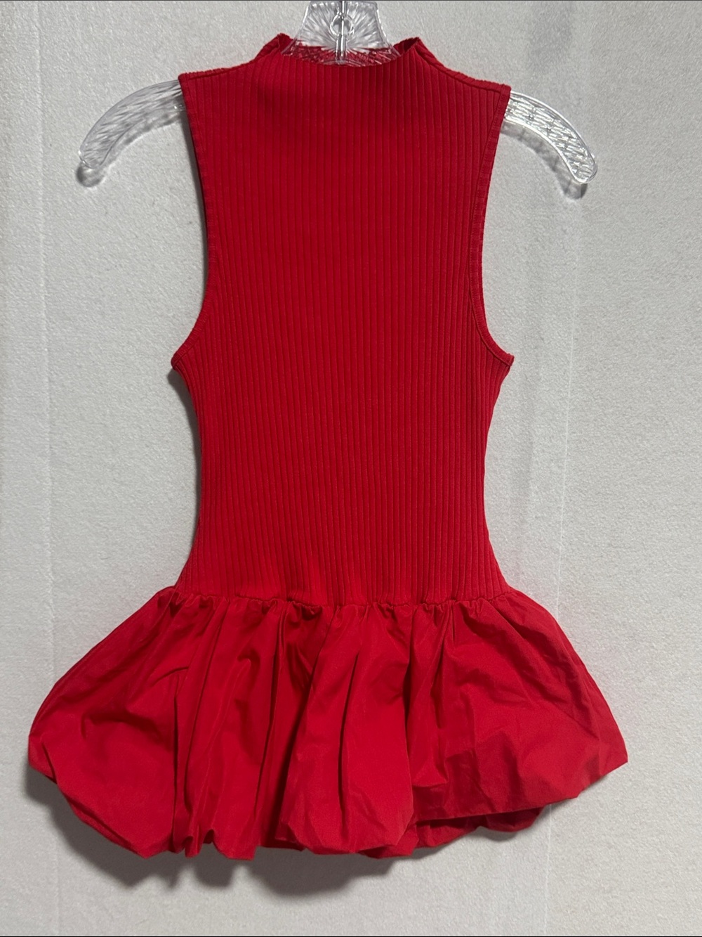 Maeve Bright Red Ribbed Sleeveless Peplum Tank